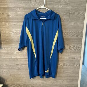Nike Golf Dri Fit Men's Royal Blue Yellow Athletic Short Sleeve Polo Shirt XL